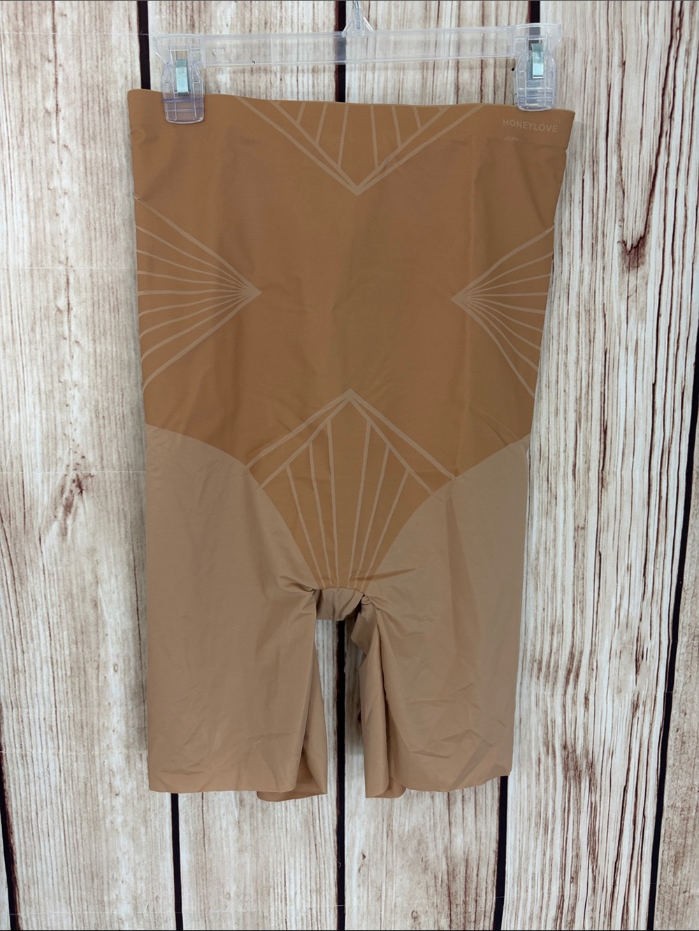HONEYLOVE Women’s High Wasted Shaping Shorts in Tan and Light Tan